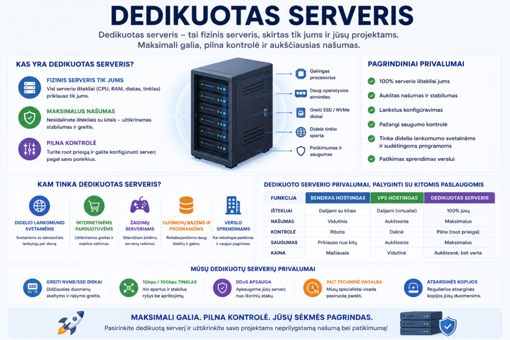Dedikuotų serverių privalumai ir panaudojimas