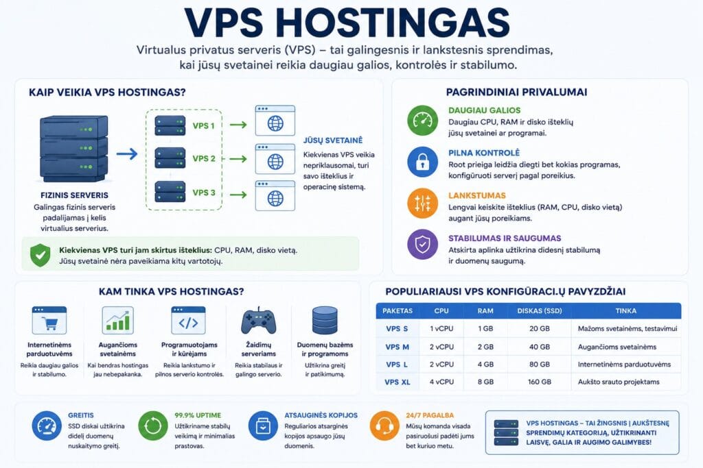 VPS hostingas infografija