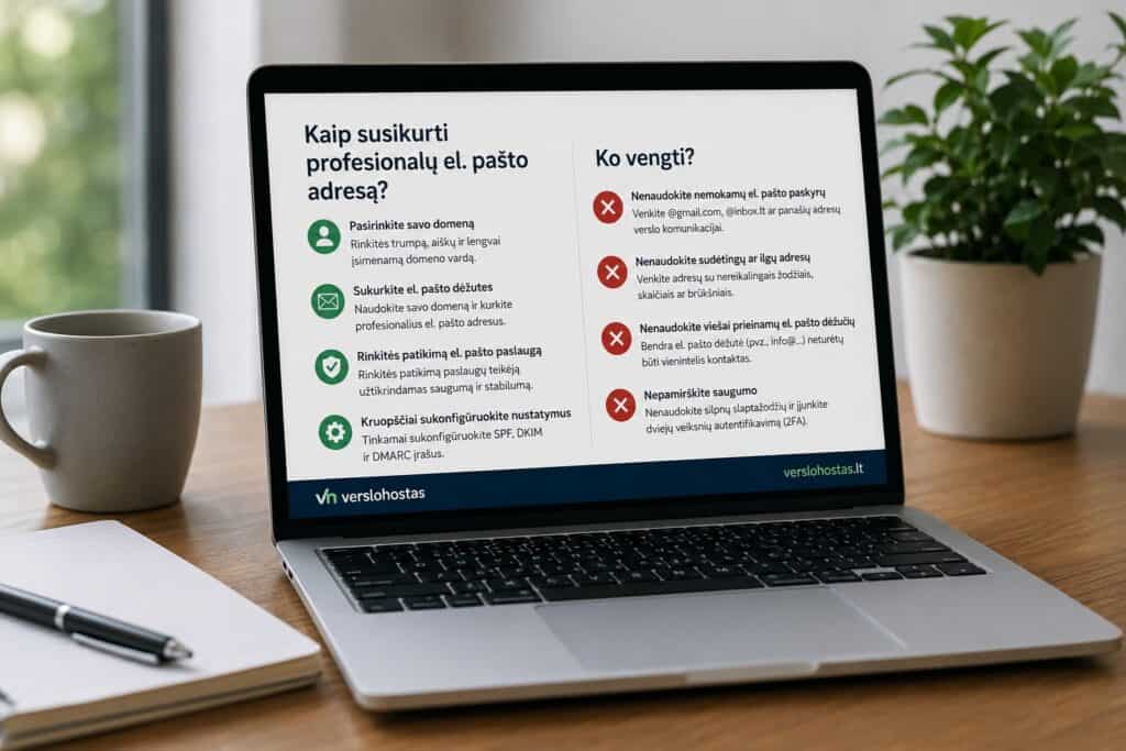 Profesionalus el. pašto adresas vadovas